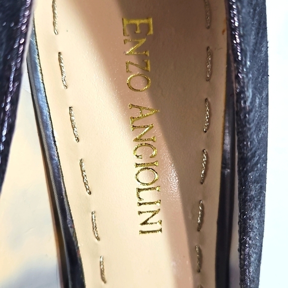 Enzo Angiolini Black/Gray Micro Suede Sz 8 Heels - Picture 3 of 8